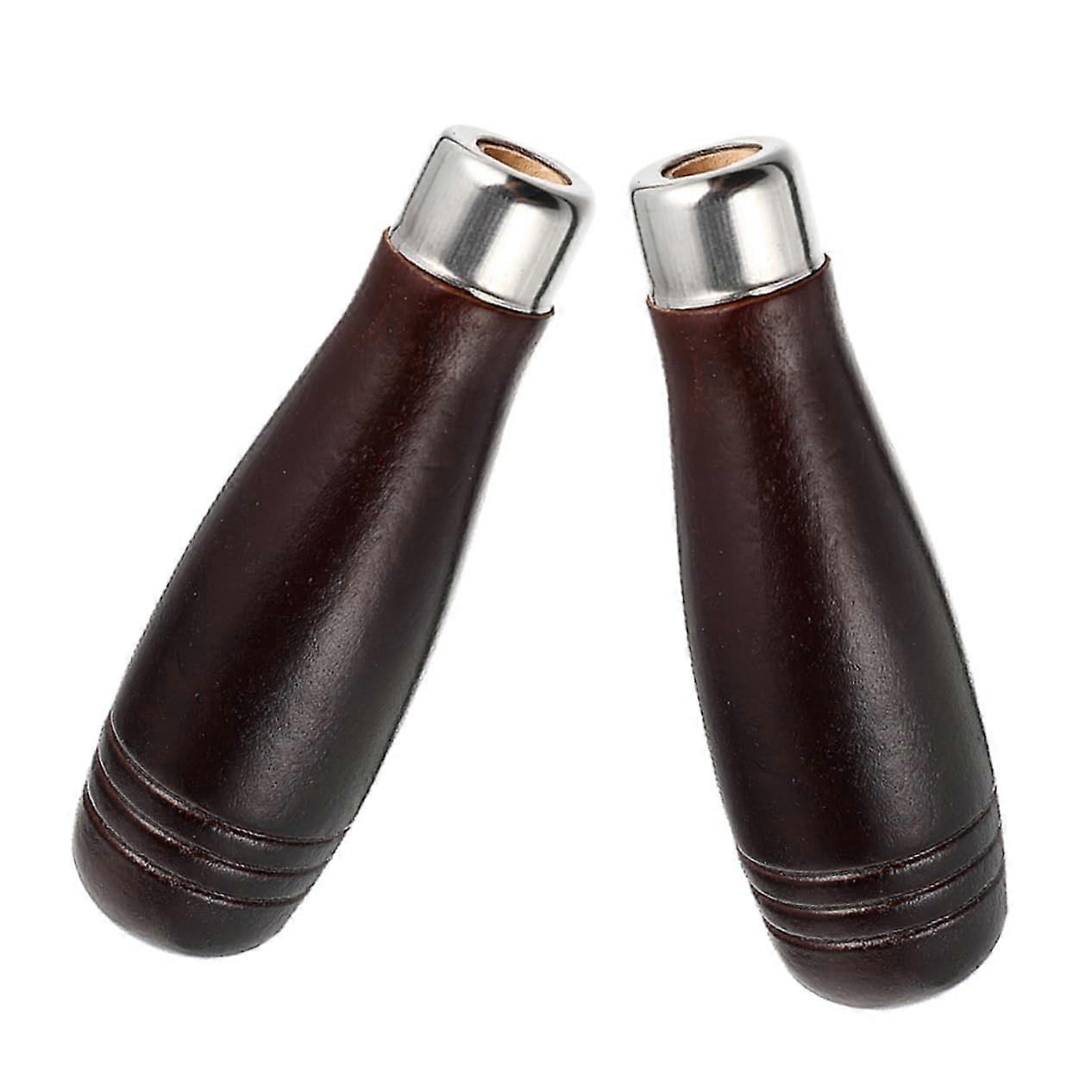 Wood File Handle Replacement Set - 2 Wooden Grips for Cutting Tool Files - Brown Iron Compatible Handles