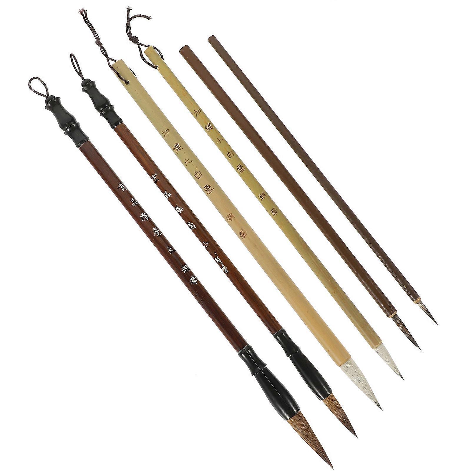 6PCS Chinese Calligraphy Brush Set for Beginners – Lightweight Ink Brushes with Hair for Painting, Drawing, Writing and Artistic Creation – Portable