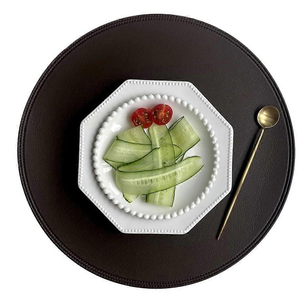 Fortschrittliches Tischset aus Leder Placemats 38Cm Round Set Of 3 Coffee Color Surface Protection For Dining Tables