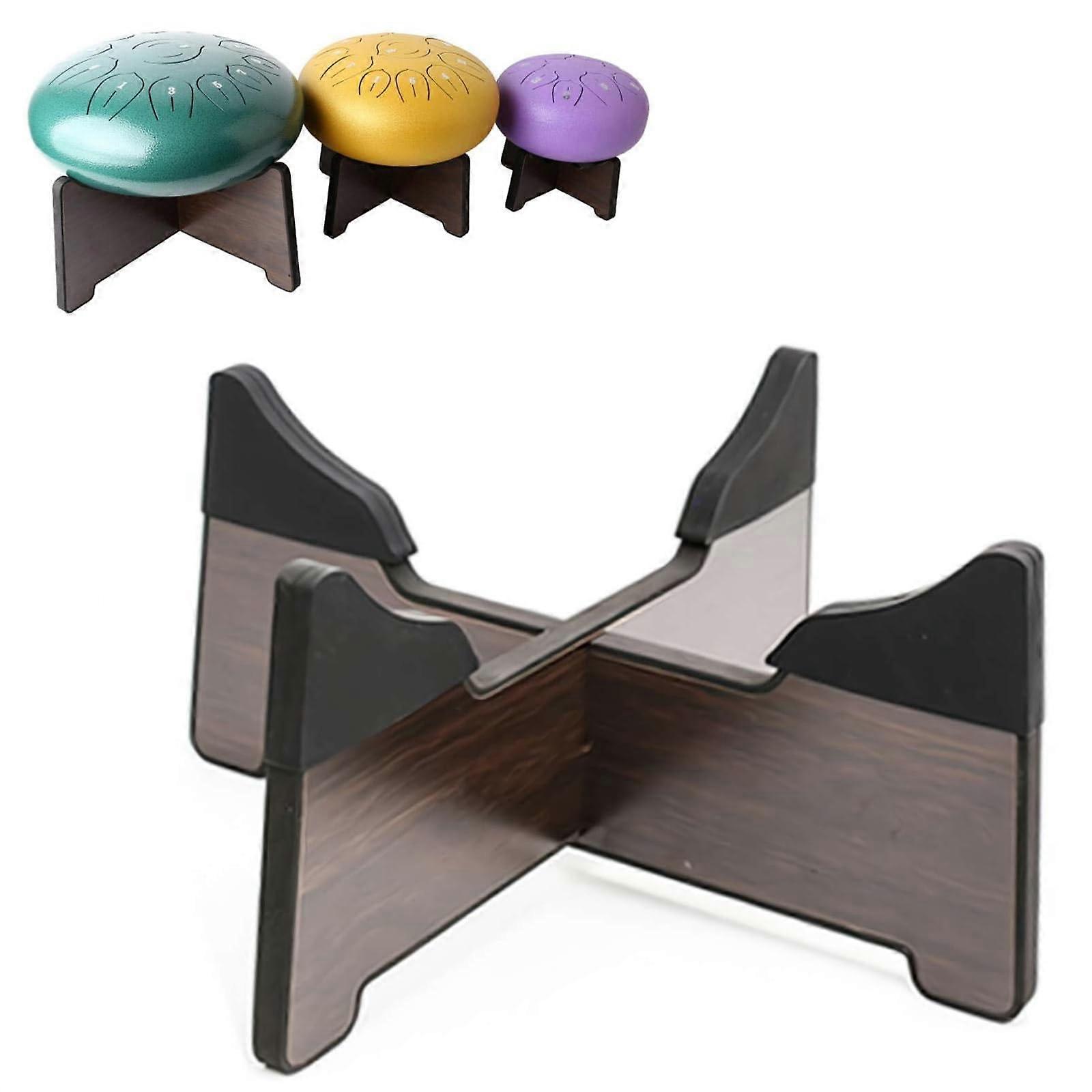 Steel Tongue Drum with Wooden Stand and Removable Floor Bracket for 12-14 Inch Adjustable Snare Handpan Setup