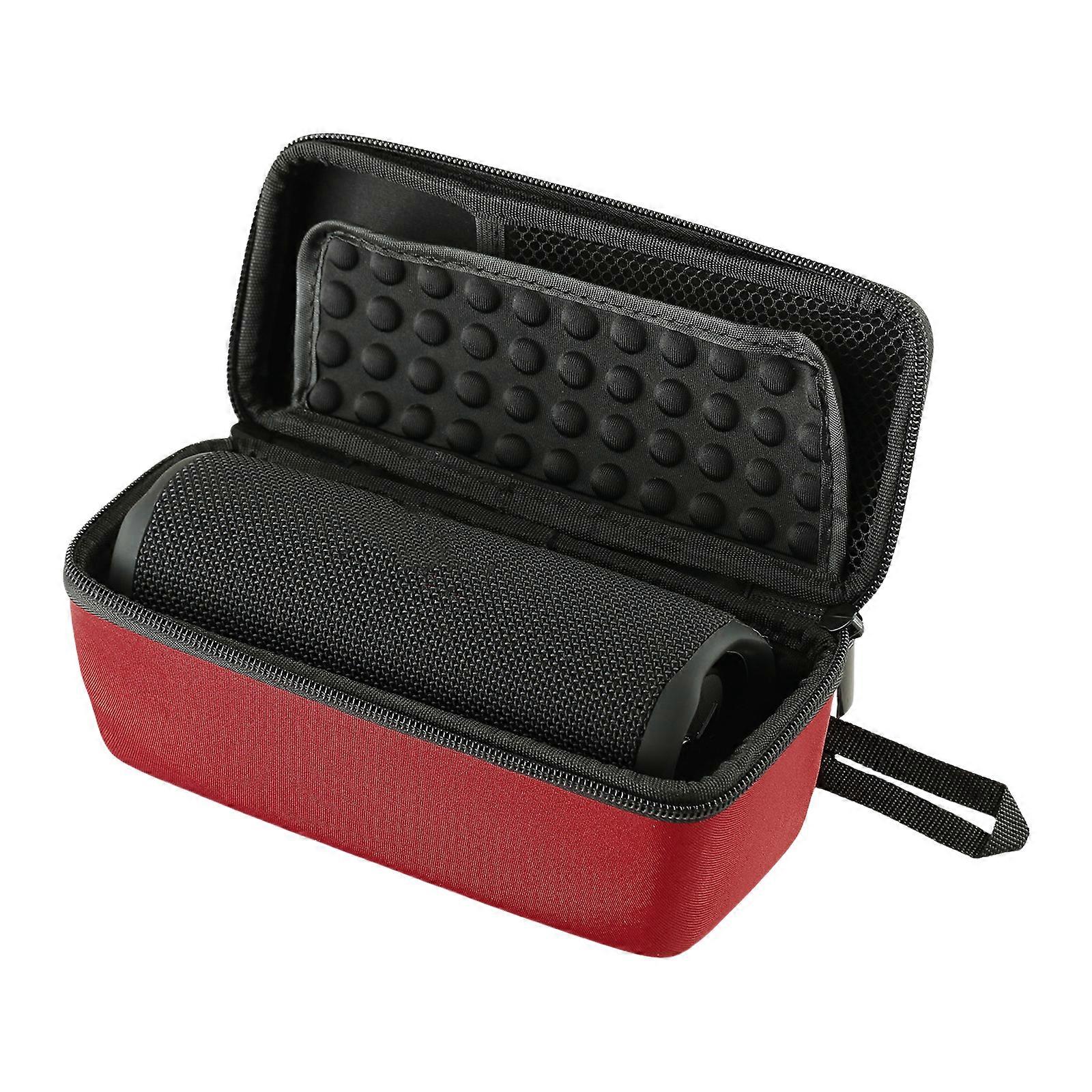 Portable Speaker Case for Flip 7 Speaker Bag with Handle Strap and Mesh Pocket for Accessories Soft Interior Lining Black and red
