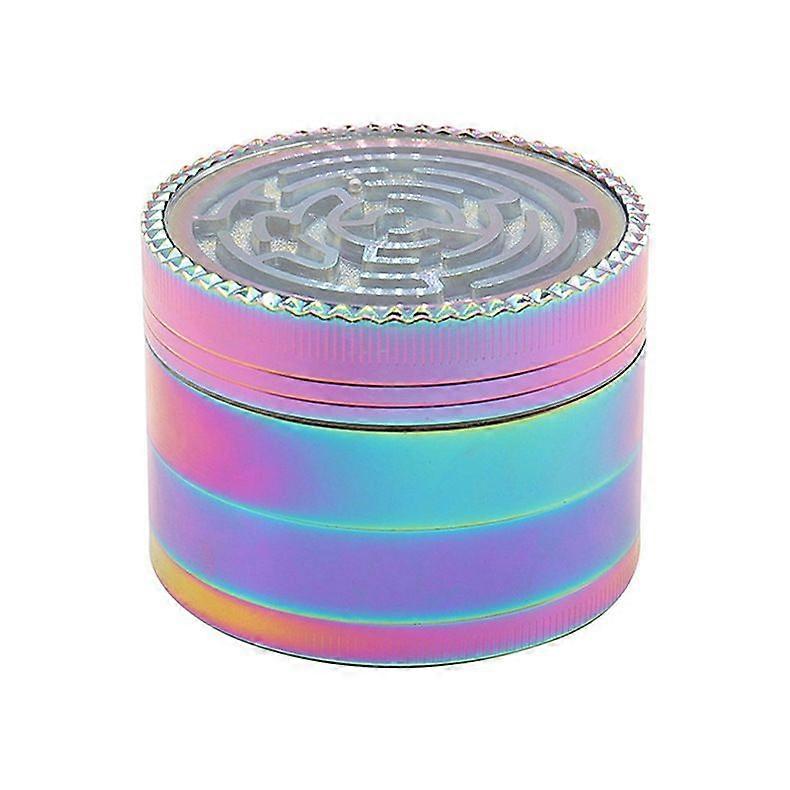 Cross-Border E-Commerce Colorful Ice Blue Transparent Creative Maze Cover Zinc Alloy Cigarette Grinder 63Mm4 Layer Grinder