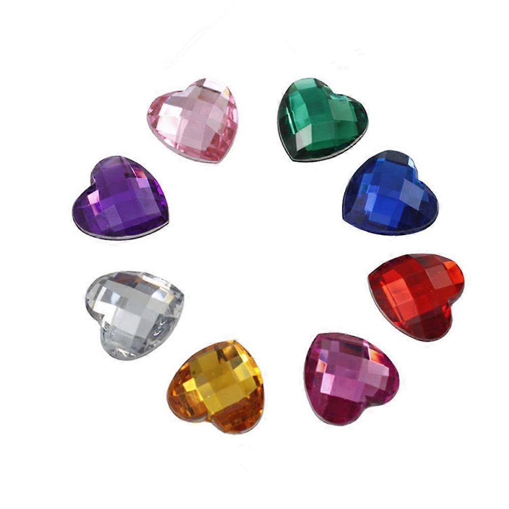 Heart Crystals Flat Back Acrylic Flatback Gems Mixed Color Jewelry Making For Cell Phones Kid's Craft 300Pack