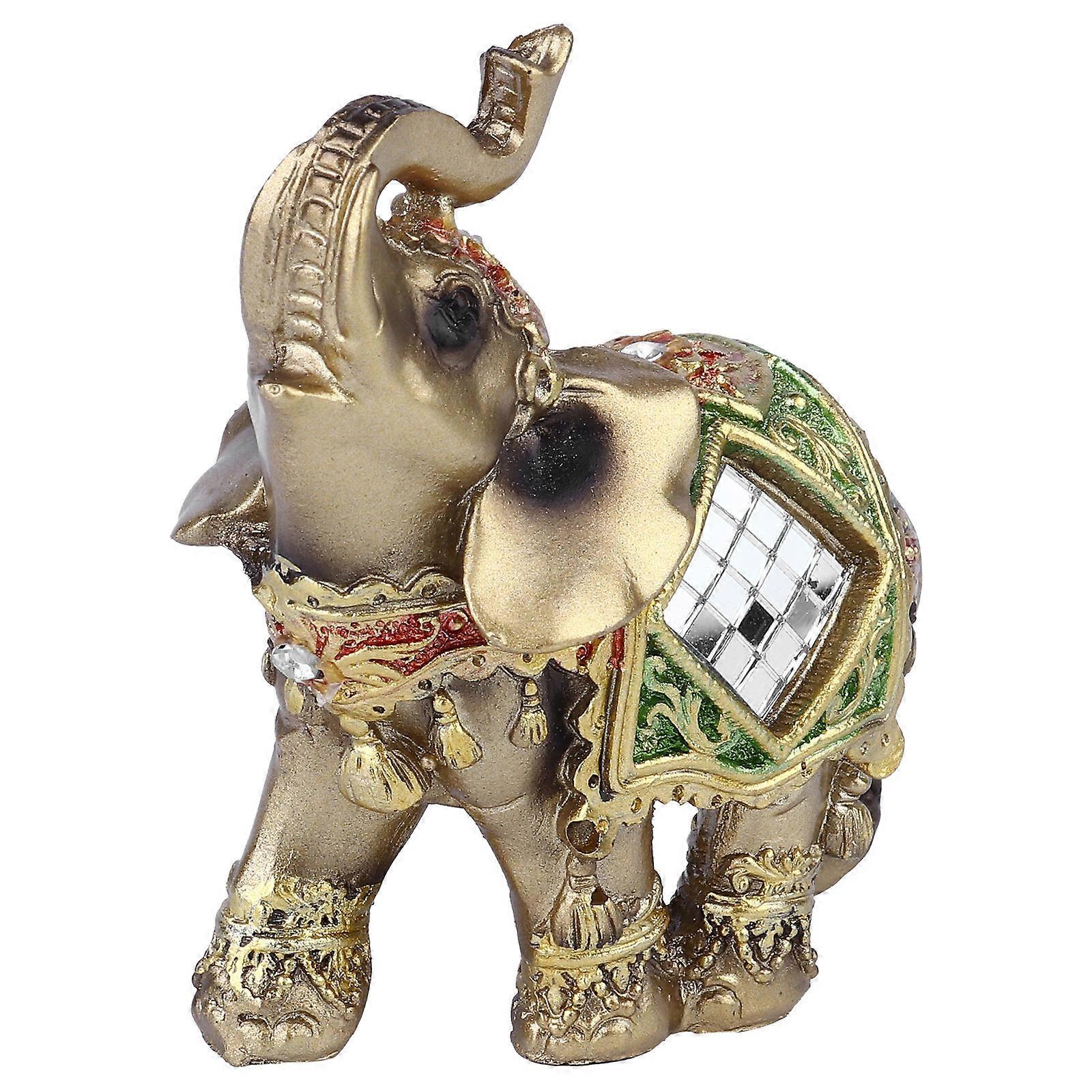 Elephant Statue For Shelf Decor Synthetic Resin Living Room Ornament 9x9x4.5 Cm 1Pcs