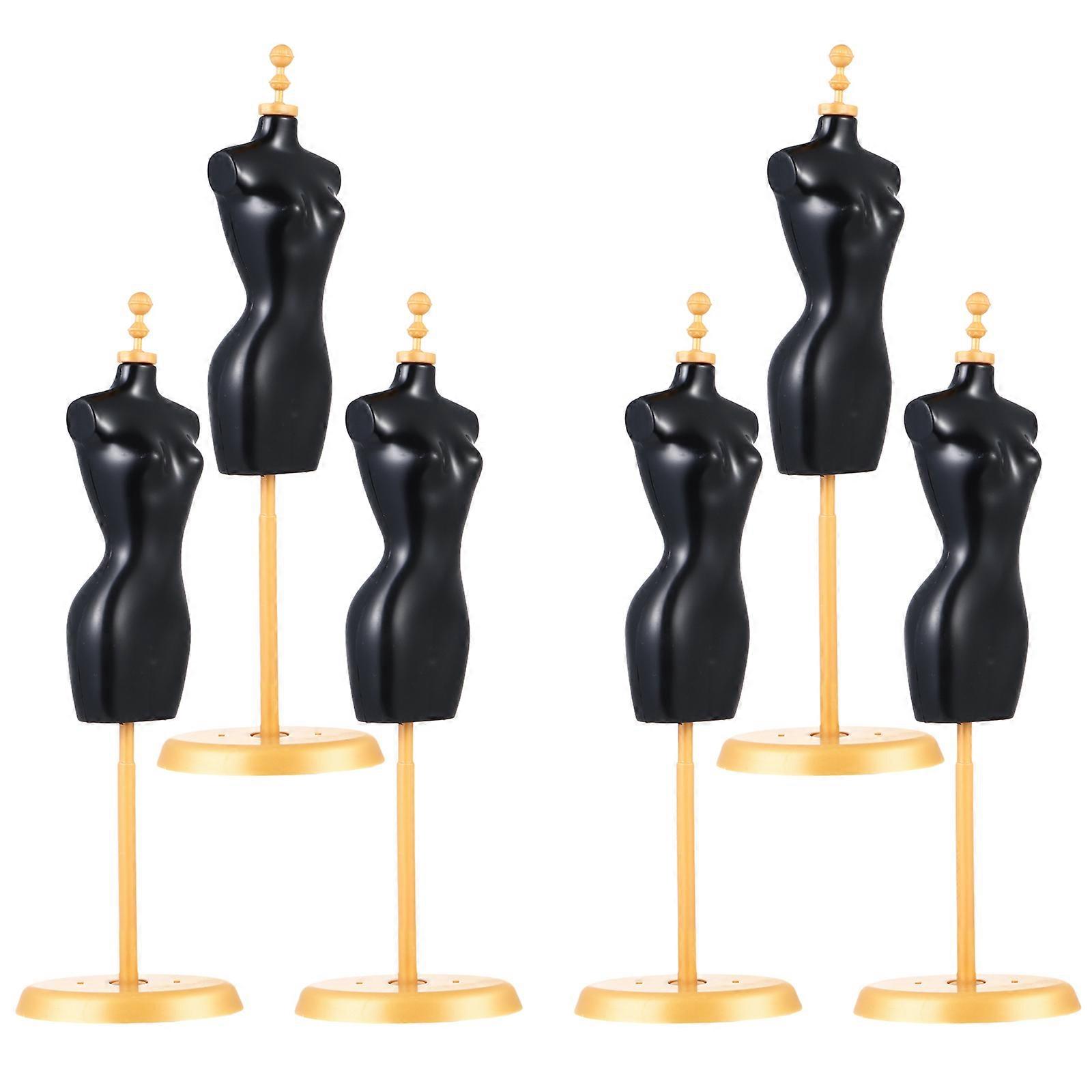 6Pcs Doll Dress Form for Display Made of Durable Plastic Black Color for Decoration