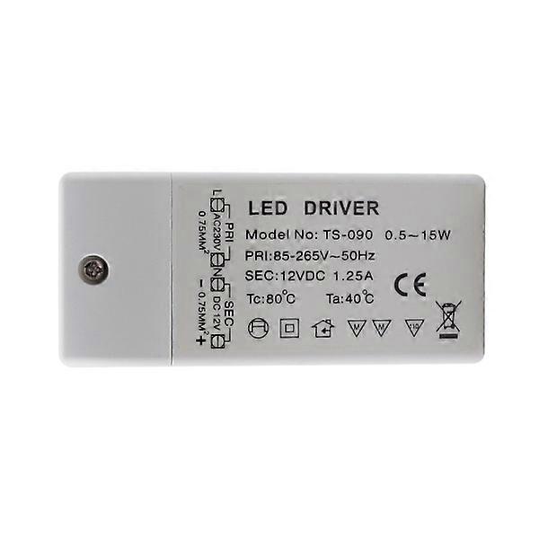 LED Lamp Transformer Driver 220-240V Input: DC 12V 1.25A DC 15W