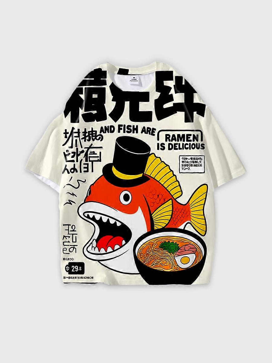 T-shirt round neck Pattern loose short sleeve N3123