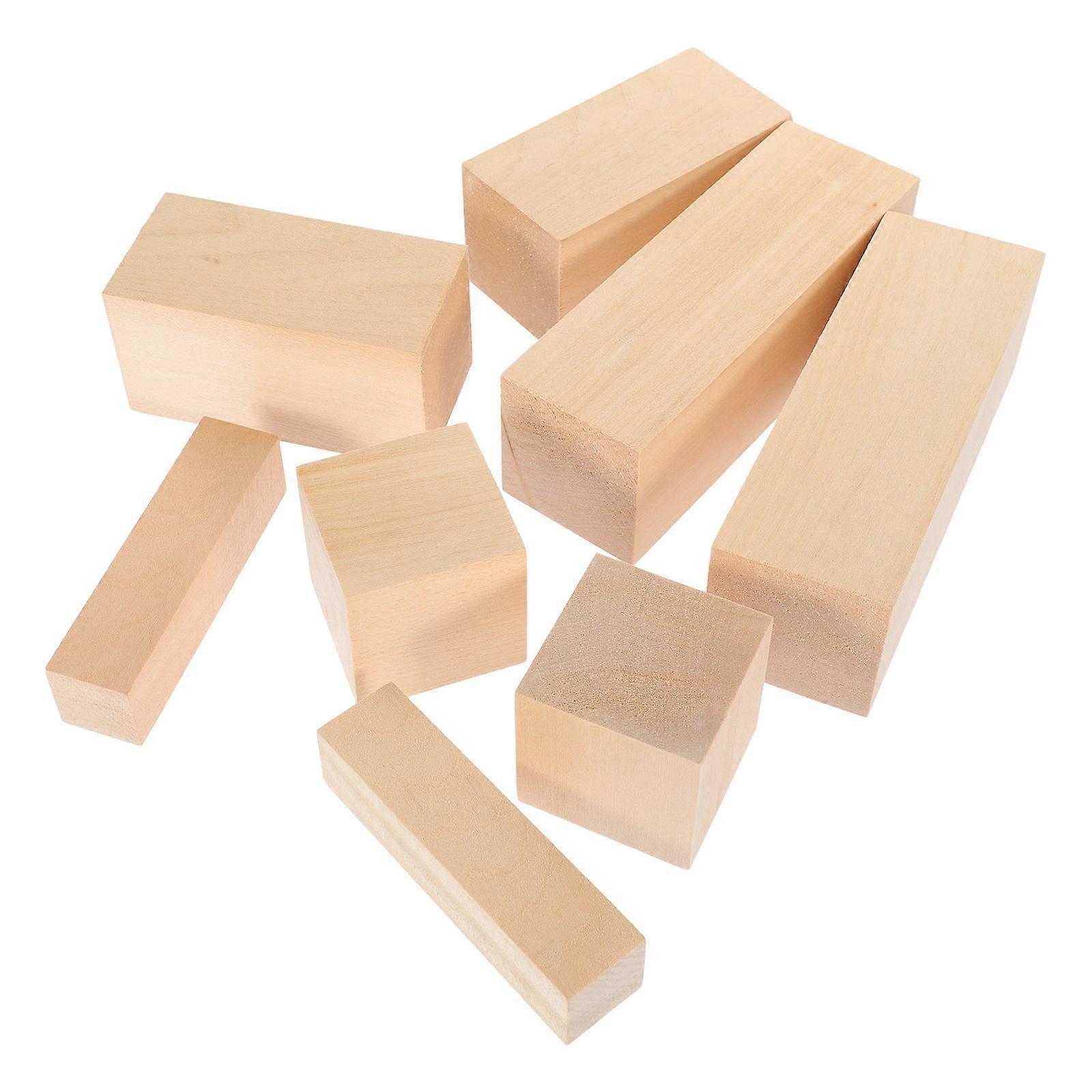 8Pcs Wooden Blocks for DIY Use Khaki Color Smooth Surface Safe and Reliable Small Size Lightweight