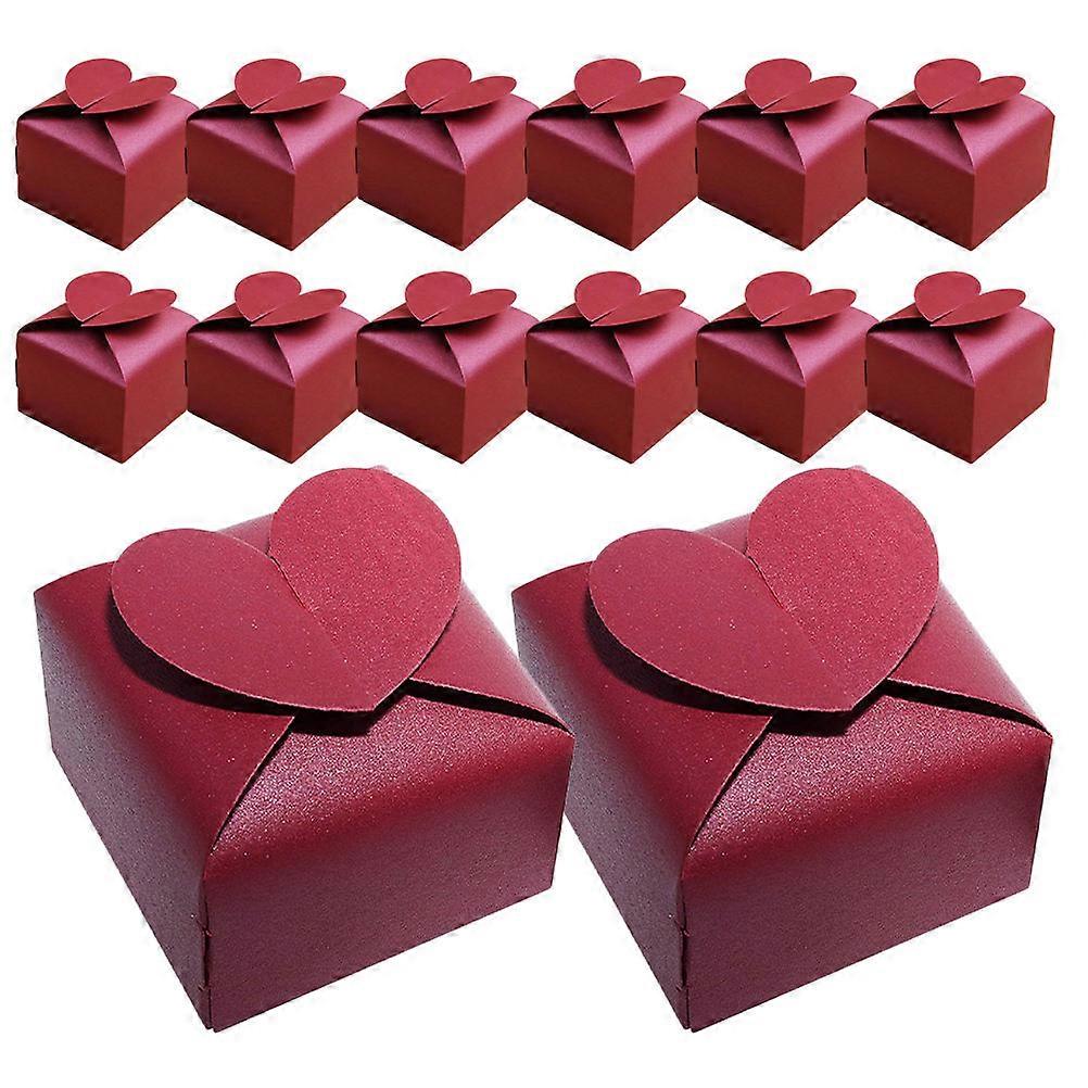 Bridal Favor Boxes Heart Shaped Classic Design Square Bottom Pearlescent Paper 6x6x5.5cm Decoration 100Pcs