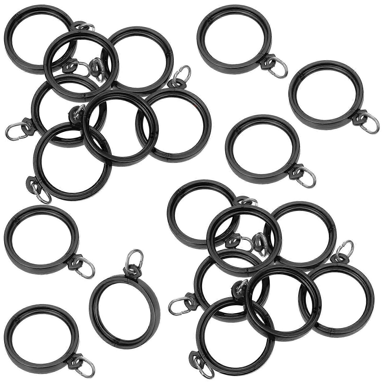 Black Plastic Curtain Rings Thickened and with Good Loading Capacity for Hanging Curtains 20pcs