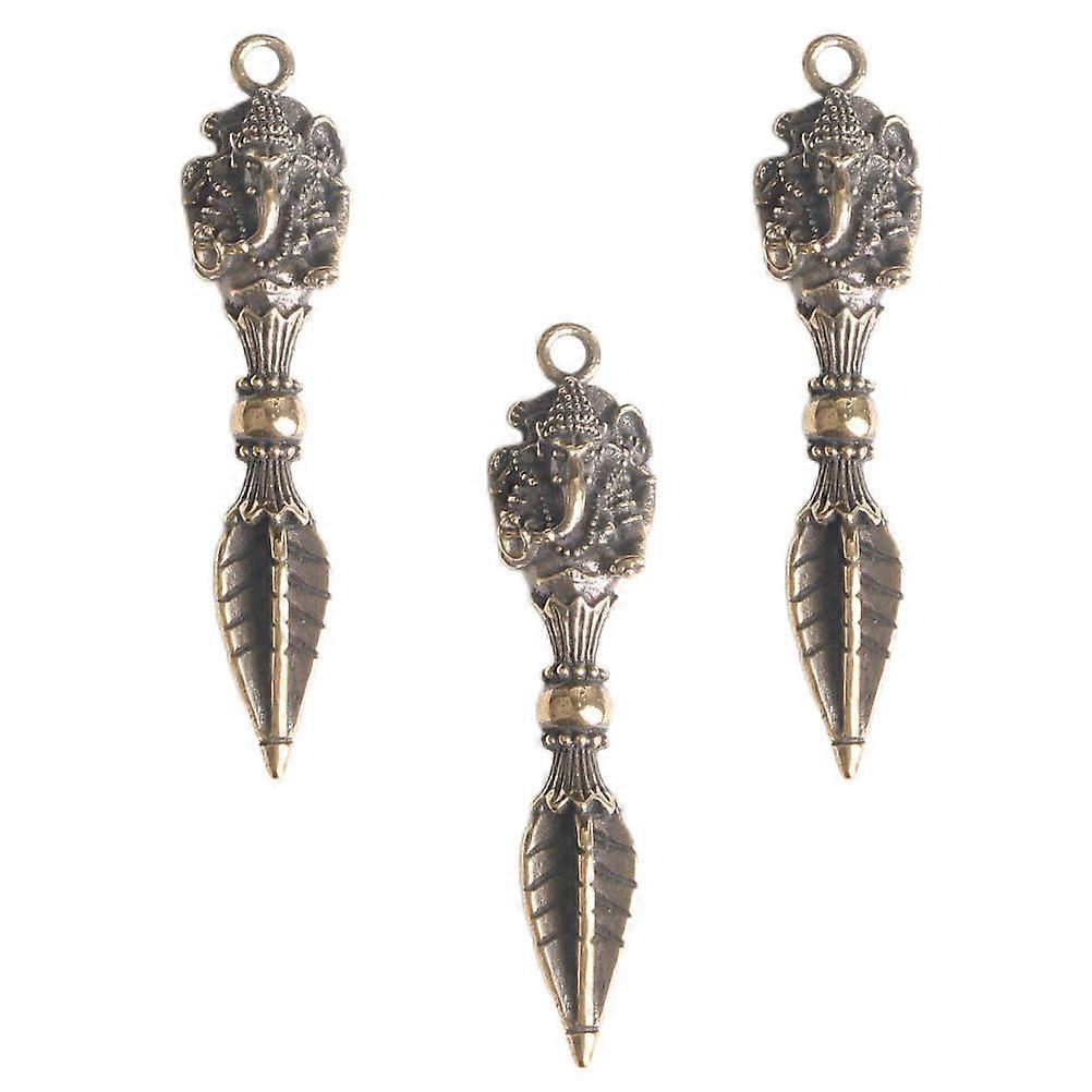 Brass Elephant Pendants for Decor with Delicate Hanging Ornaments Retro Style Multi Color 3 Pieces