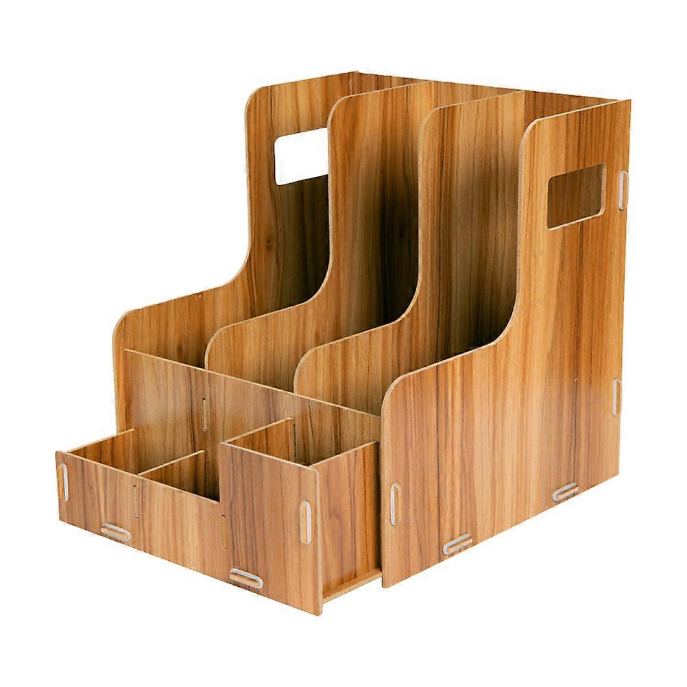 File Organizer Wood Multipurpose Desktop Storage Rack Office Use Assorted Color Modern Design 1Pcs