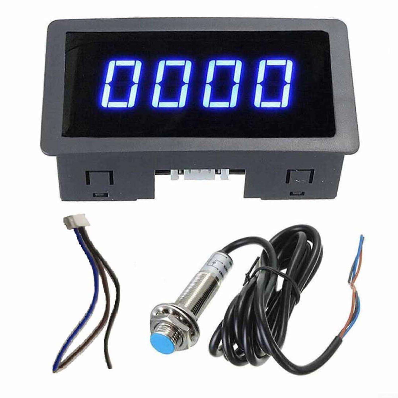 Tachometer, Digital LED Tachometer AC110230V RPM Motor Tachometer with Hall Proximity Switch (Blue)