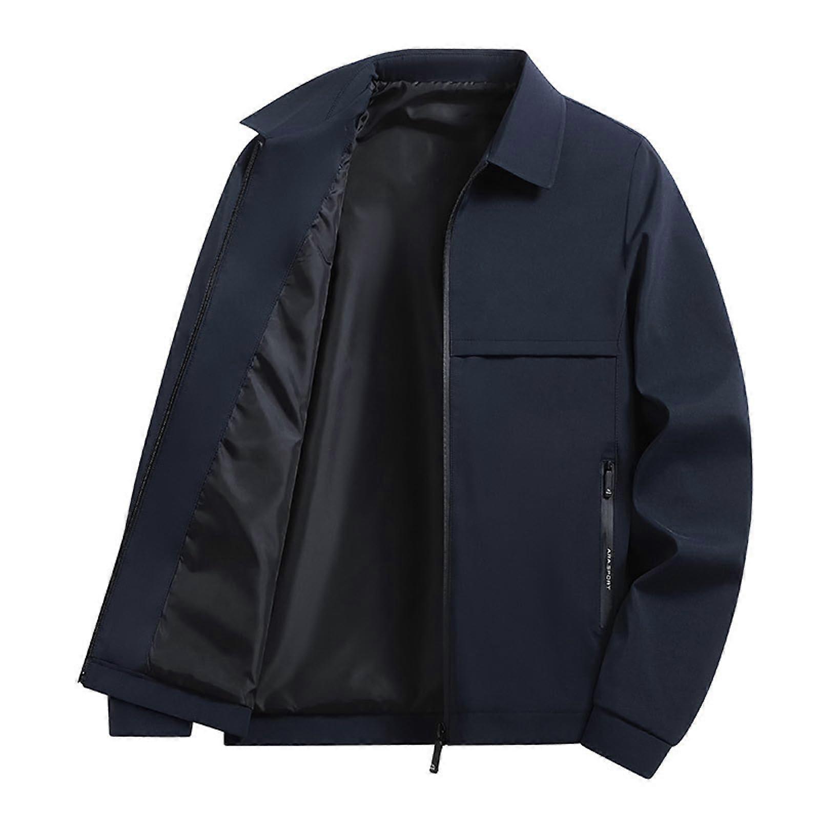Men's Lightweight Bomber Jacket, Cargo with Multiple Pockets, Navy Blue, XXL
