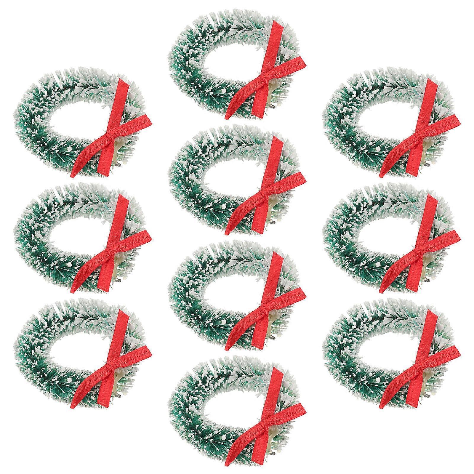 10 יחידות מיני זרי חג המולד מלאכת קישוטי יוטה אלגנטי מקורה עץ קטן תפאורה חגיגית יצירה לחג