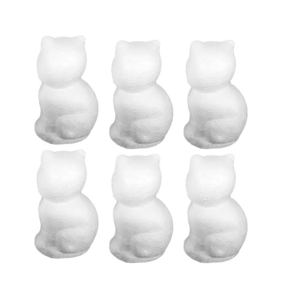 Craft Cat Figurines Perfect For Educational Activities White Paintable 6Pcs