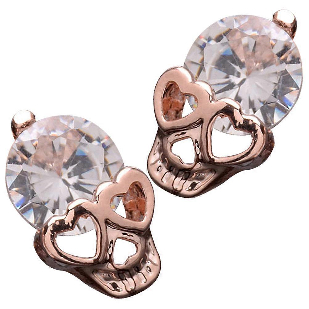 Skull Shape Stud Earrings For Women In Rose Gold Suitable For Parties And Festivals With Hypoallergenic Features 1 Pair