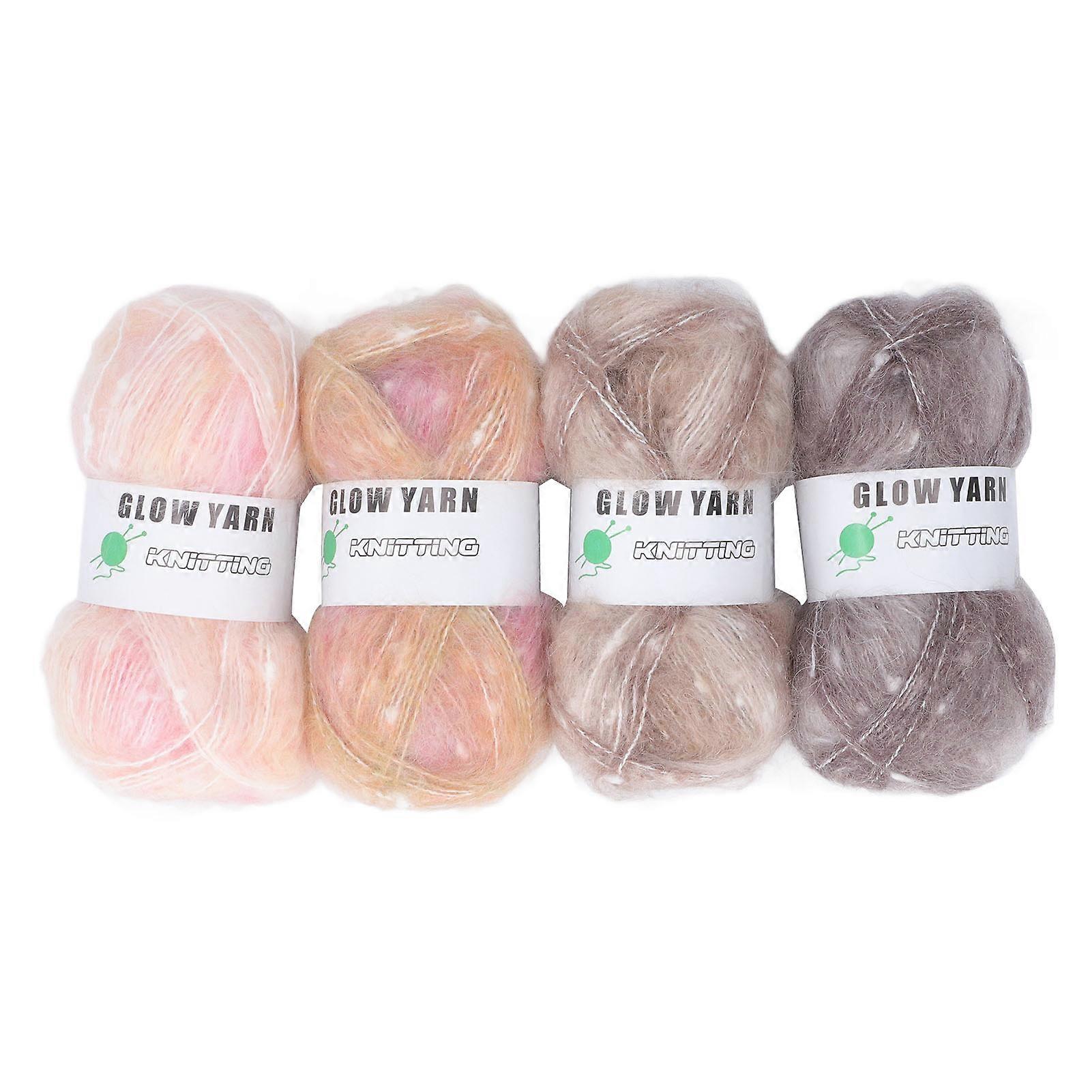 4 Rolls Glow Yarn 152yd Each Soft Handcraft DIY Luminous Knitting Crochet Yarn for Beginners Arts Crafts Type 1