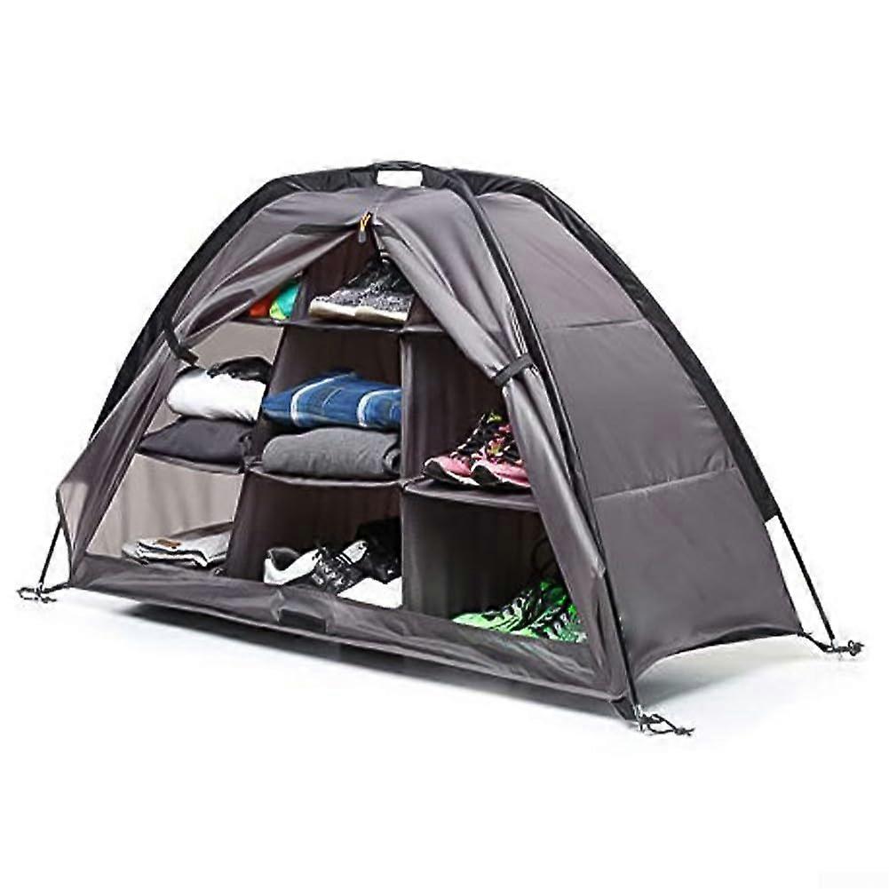 Foldable Camping Organizer, 9 Shelves, Made of Durable Oxford Fabric, Gray