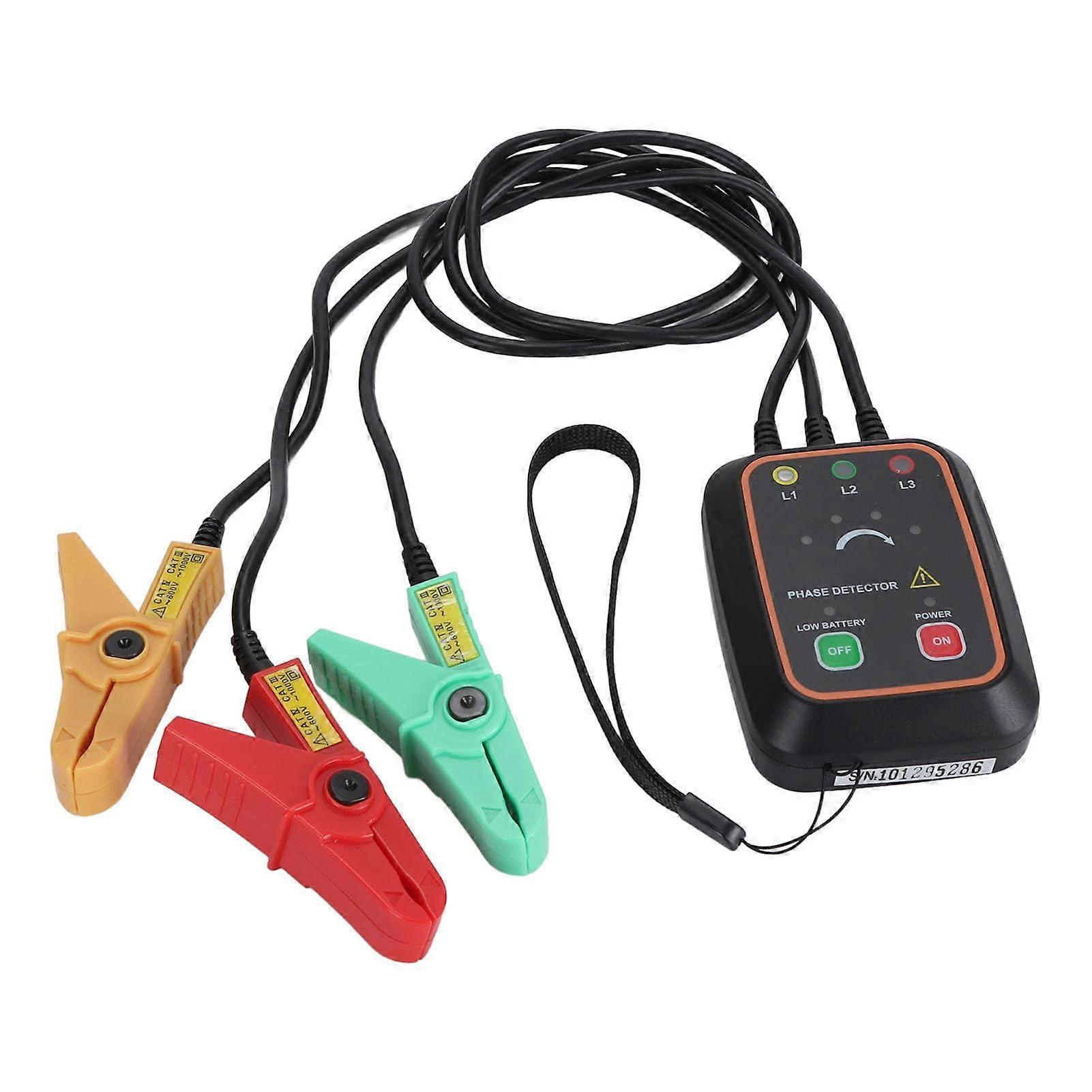 Phase Sequence Detector AC Measurement Device with Magnetic Base, 3-Phase Monitor for Factory Maintenance and Diagnostics