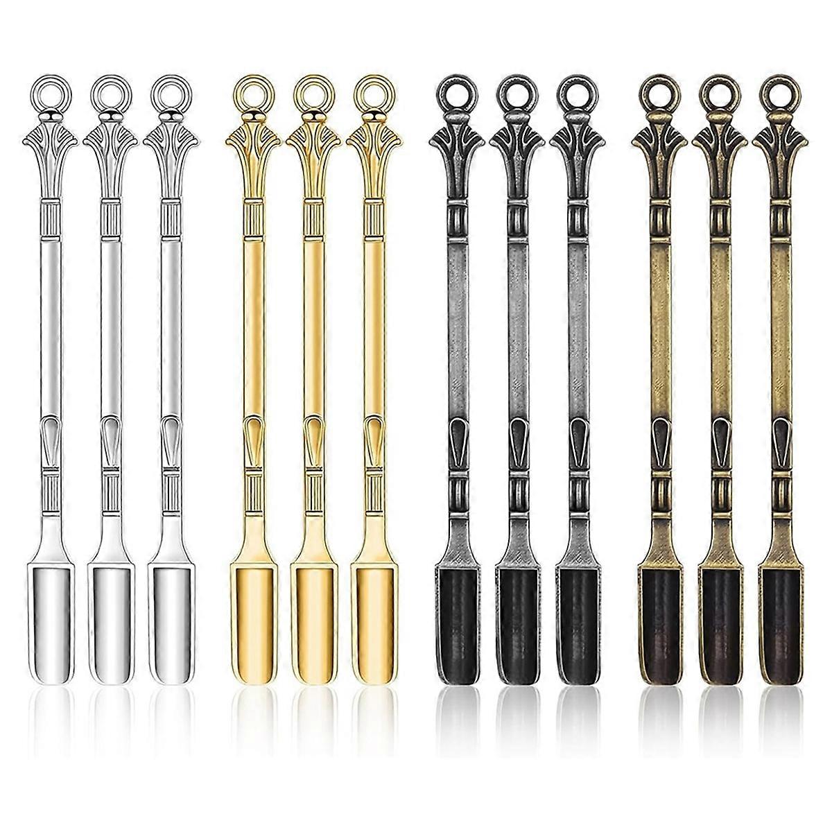 12 Pcs Mini Spoons Set, 4 Colors Mini Spoons for DIY Jewelry Making,Small Spoon Mini for Home, Kitc