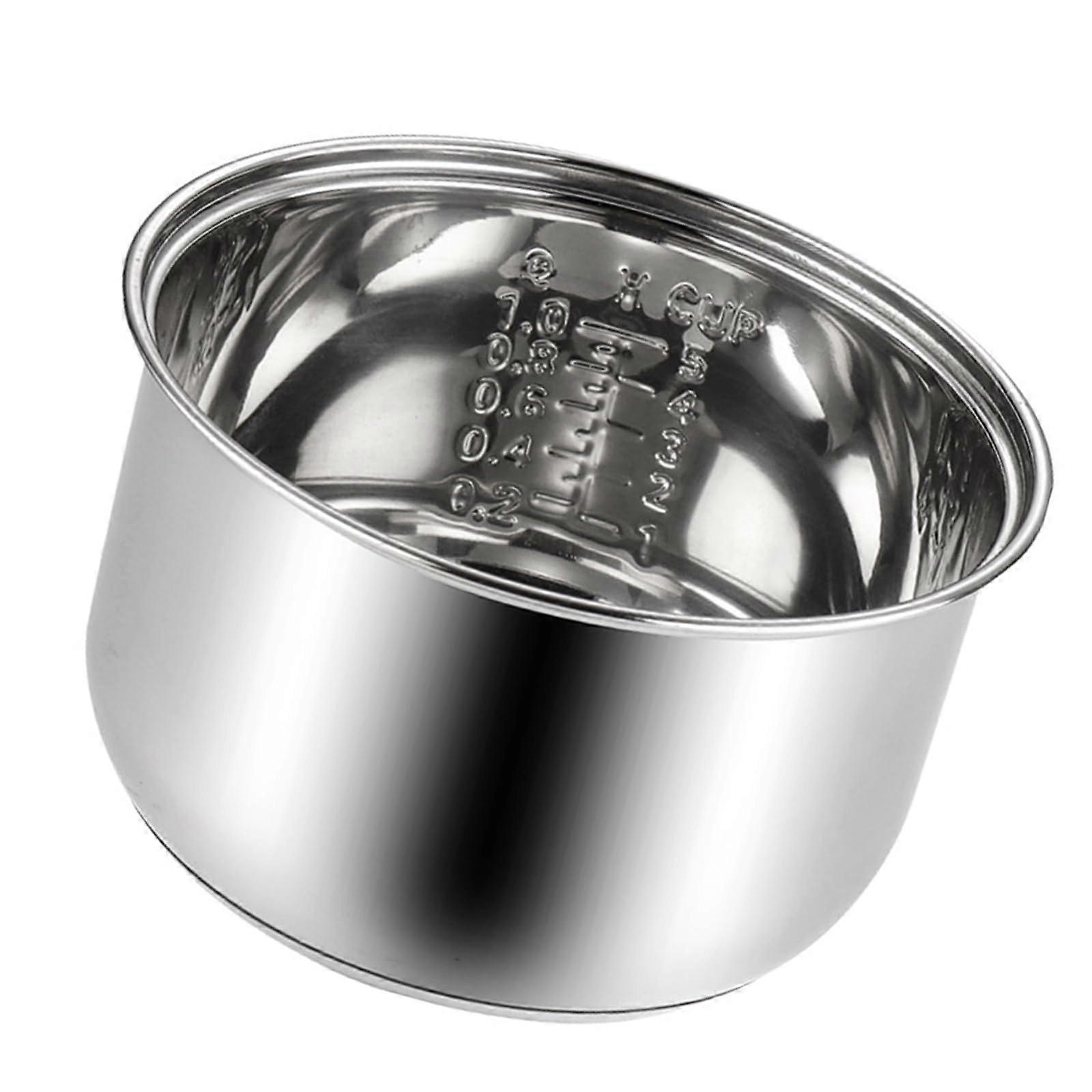 Nonstick Rice Cooker Inner Bowl 304 Stainless Steel Replacement Inner Pot Compatible With 6Cup Models Even Heating