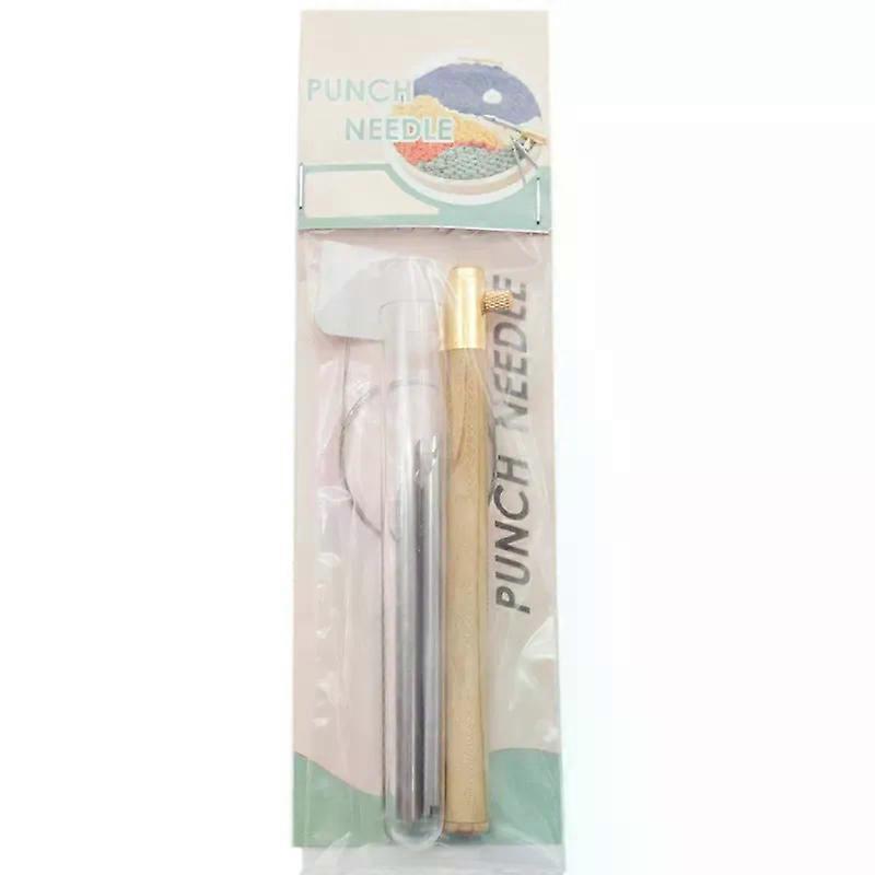 Wooden Handle Punch Needle Embroidery Pen Wire Guide Weaving Tools Thread Yarn Kit