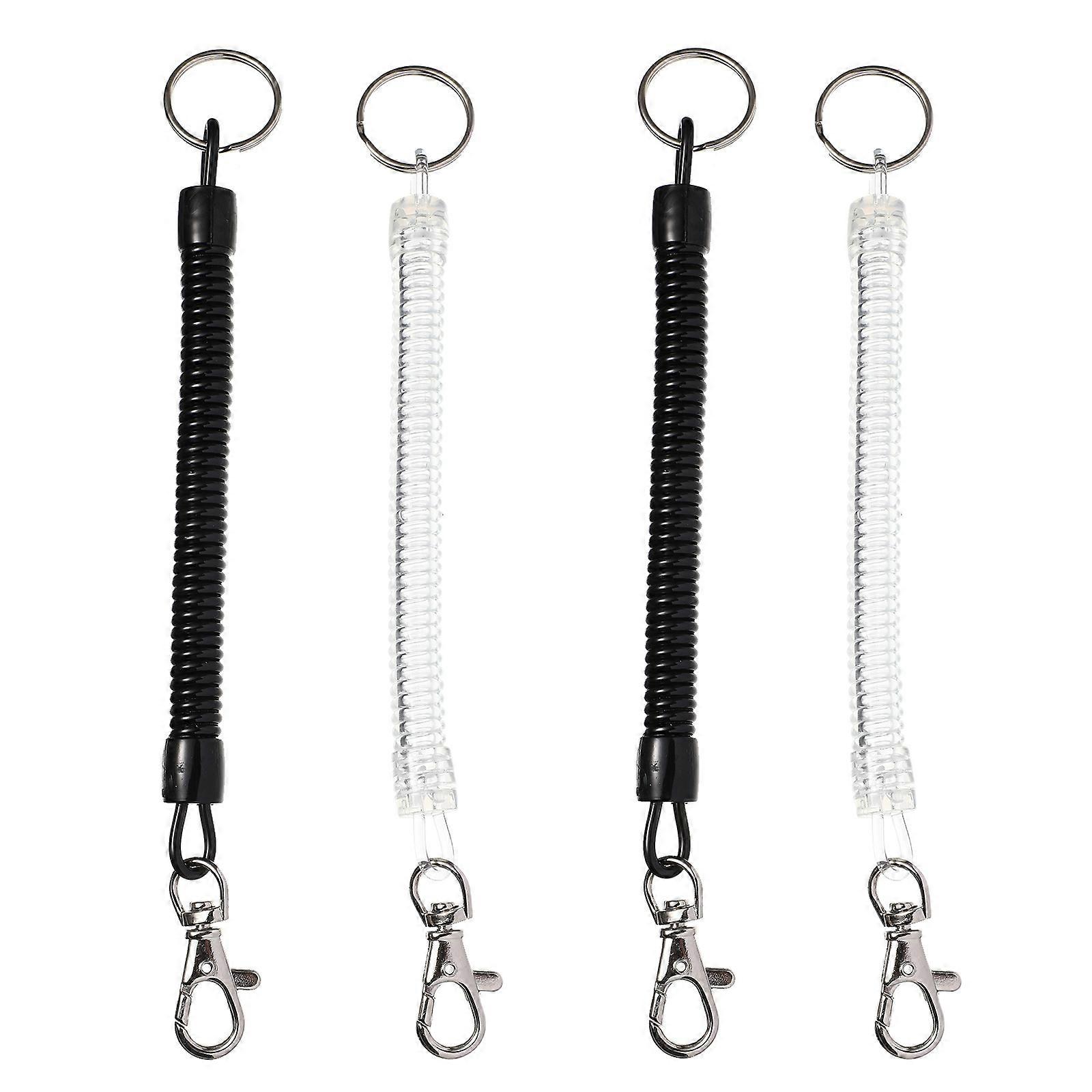 4pcs Retractable Spring Keychain Lanyards for ID Cards and Keys – Durable Lightweight Coil Cord Straps for Office, School, Travel, and Outdoor Use