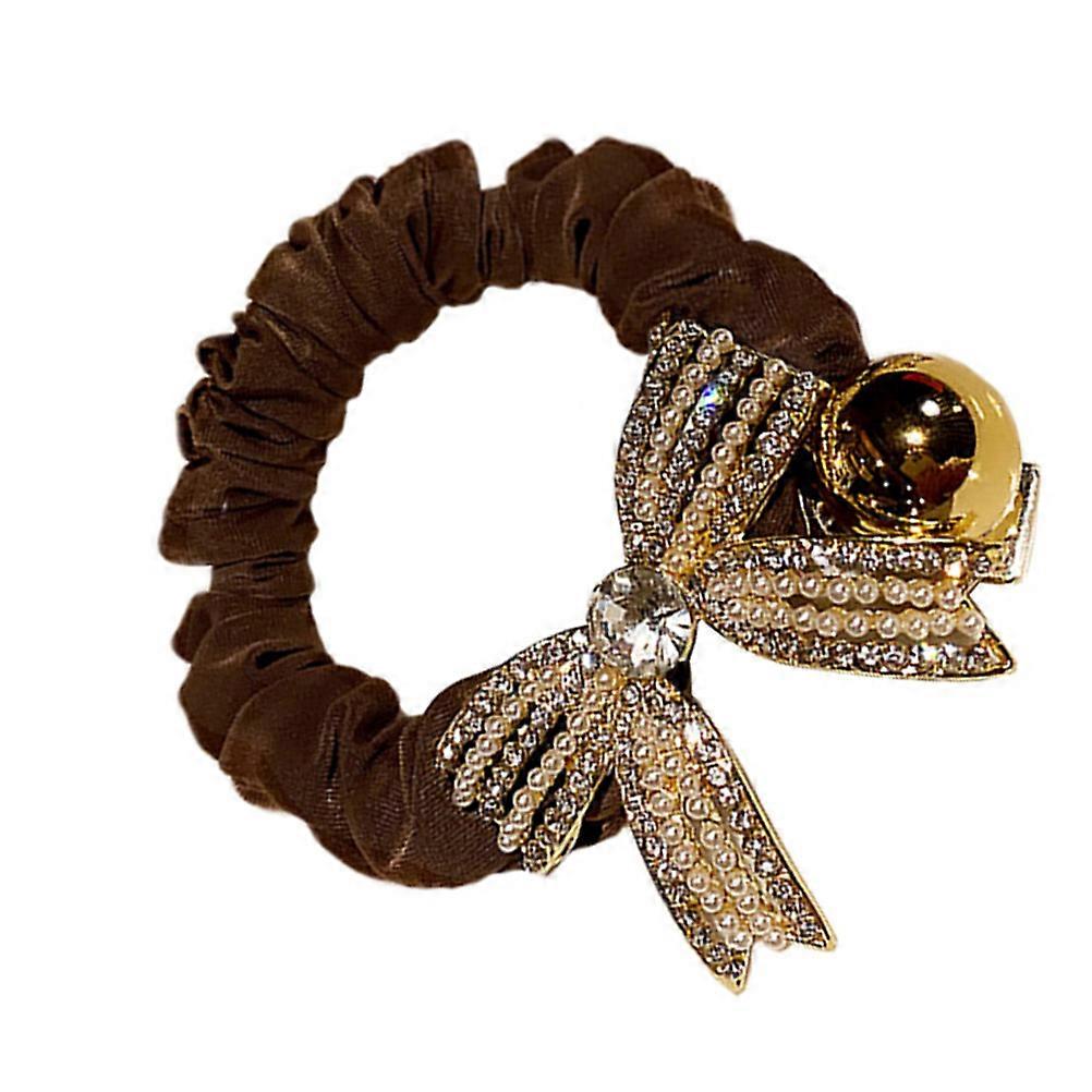 Hair Accessories With Rhinestone Bow Design For Girls 10X4.5X2CM Coffee Stretchable 1Pack