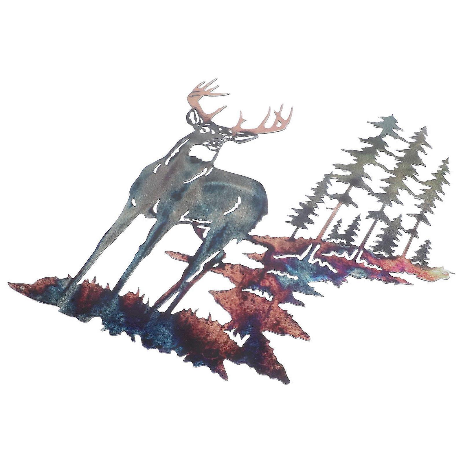 Metal Deer Wall Mount Art For Living Room Assorted Color 21X19CM Hanging Piece