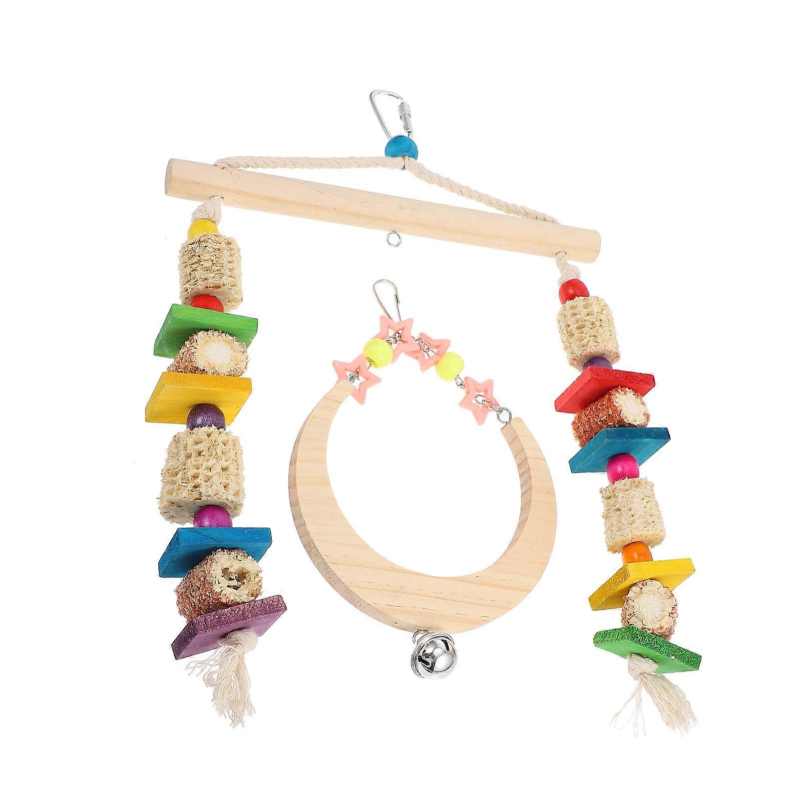 Bird Chewing Toy For Parrots With Assorted Color Material For Indoor Play Suitable For Pet Owners 1Set