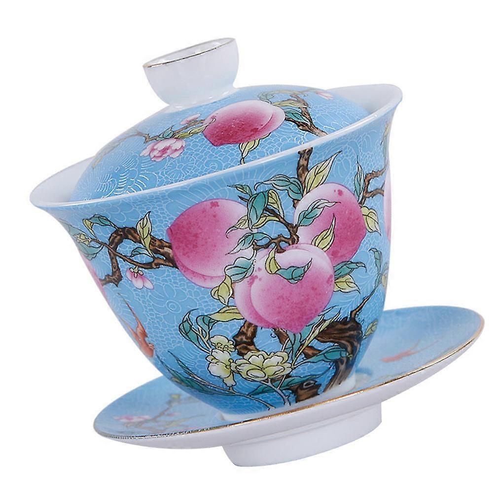 Sky-blue Ceramic Teacup With Retro Style Design Suitable For Friends Gathering And Home Decor 1 Set
