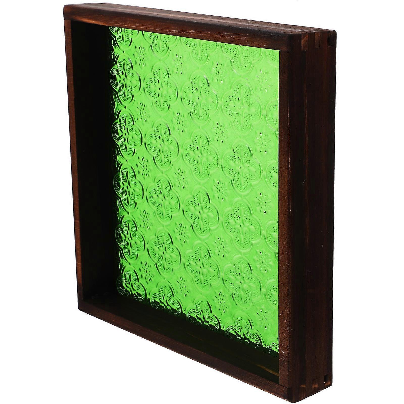 Begonia Pattern Wood Tray Fruits Holder Decorative Snack Plate Multiuse Snack Tray