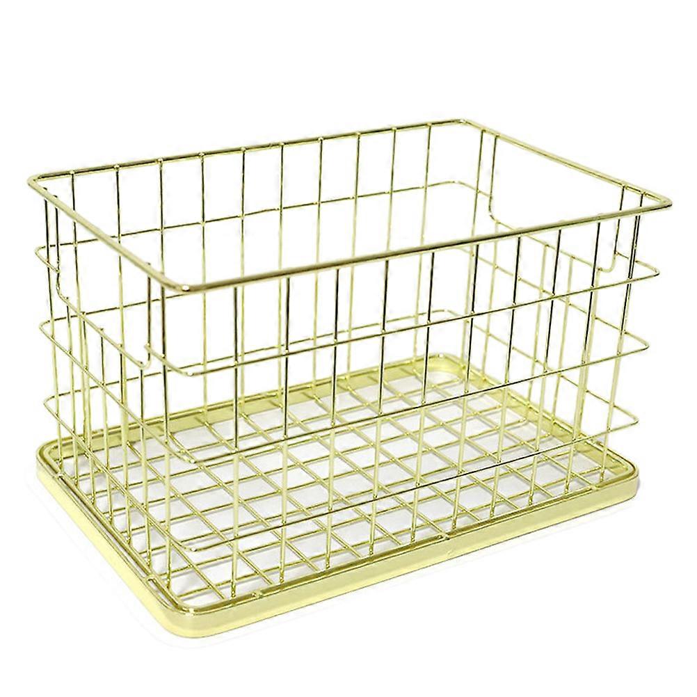Golden Iron Storage Basket for Home Organization with Open Design and Construction 6.5 inches