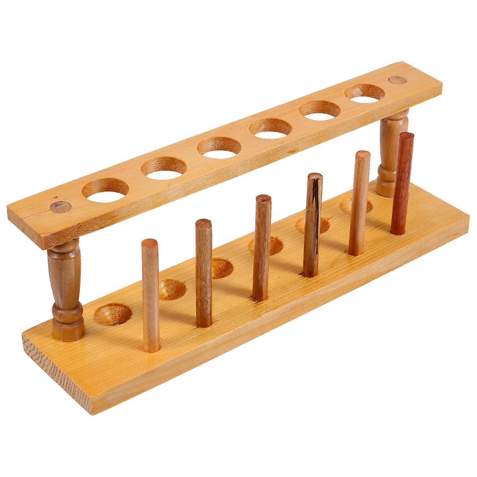 Light Brown Wood Test Tube Rack for Teaching Use with Tube Holder