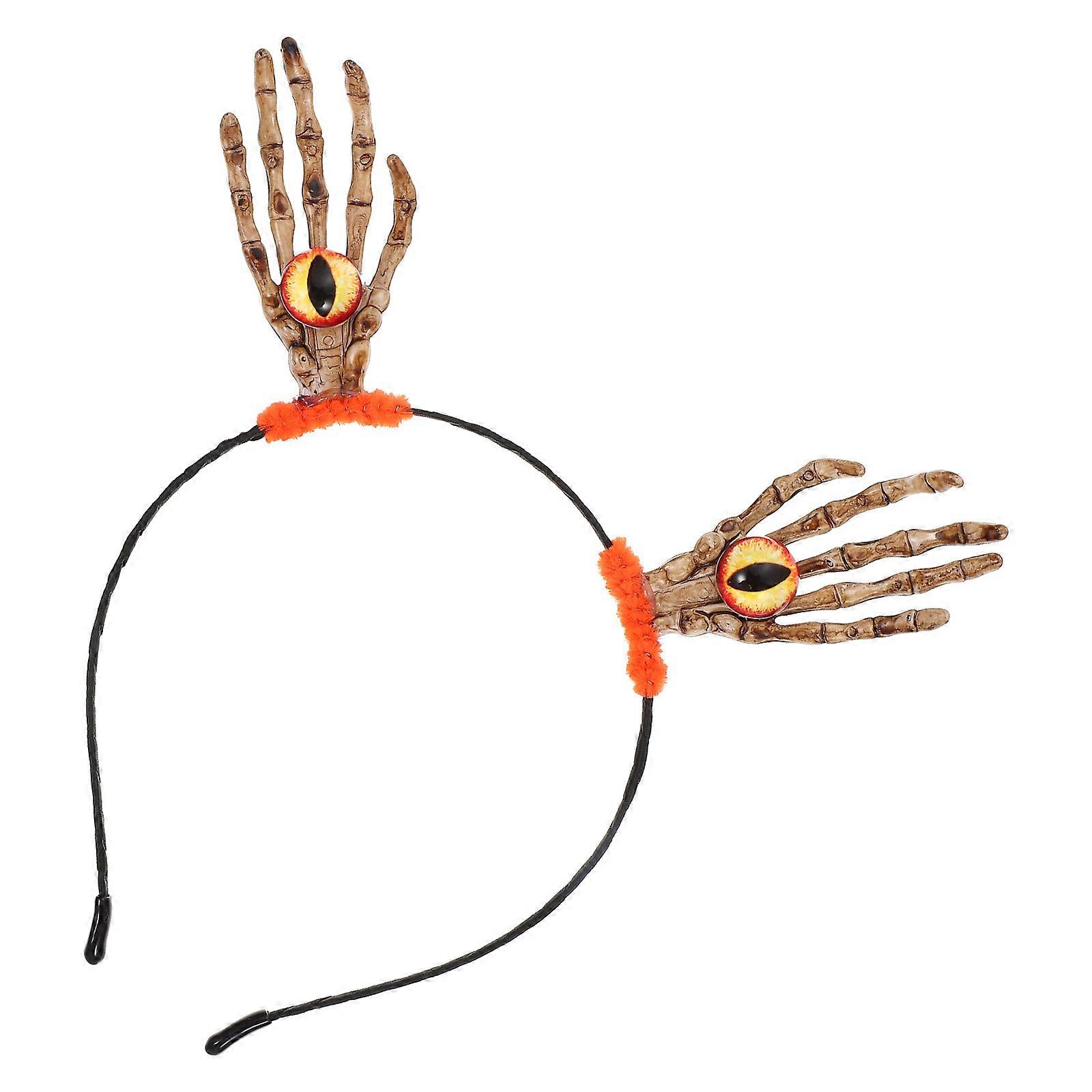 Halloween Skull Hand Headband with Eyeballs – Comfortable Costume Accessory for Party and Festive Cosplay – Eye Catching Hair Prop for Adults