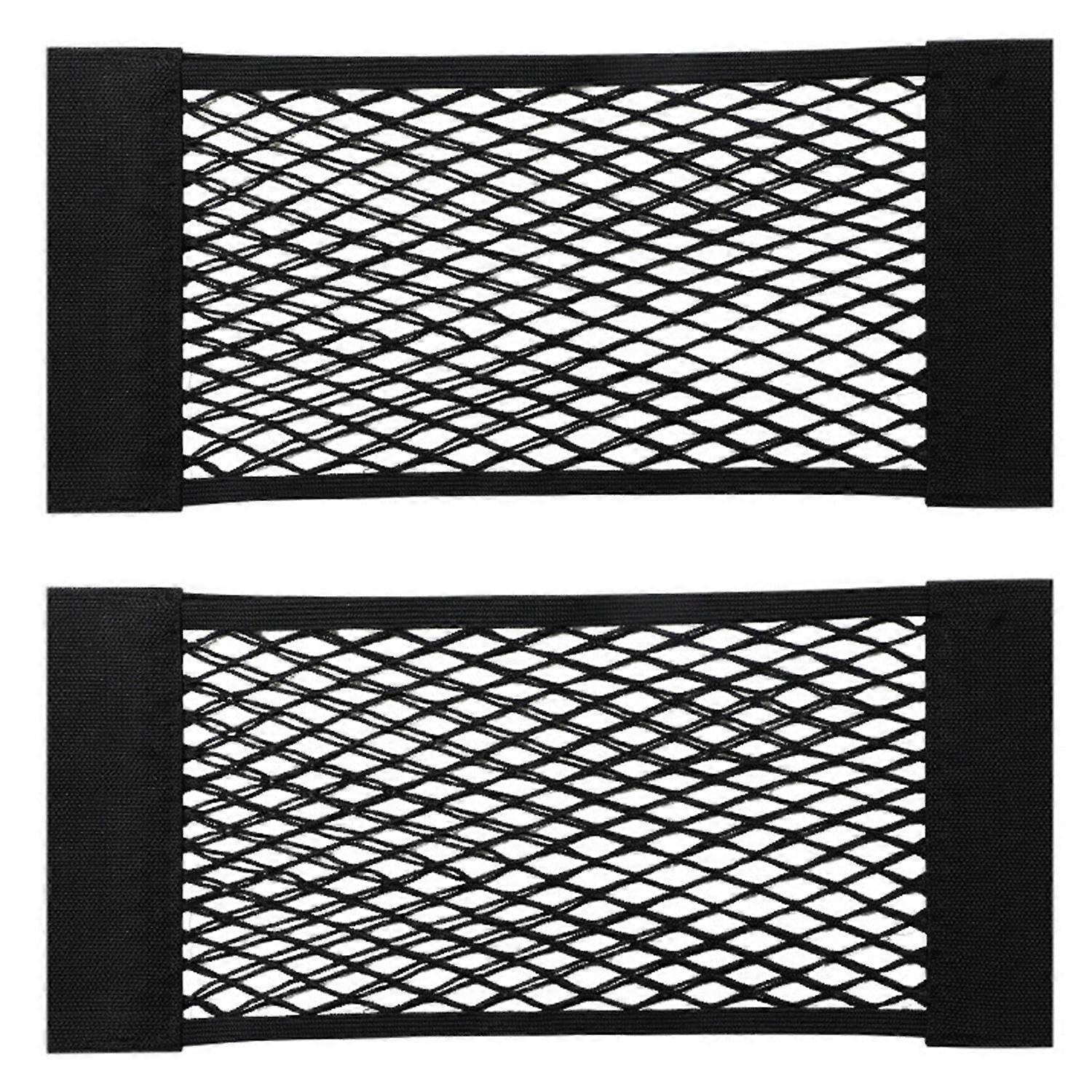 2 Pieces Elastic Rope Net Storage Bags, Velcro Mesh Car Organizers for Boot and Cargo Area, Durable Car Accessories