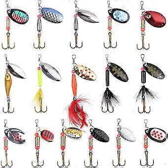 Blinker Spinner Sets, 16 Pieces Fishing Lures with Treble Hooks, Artificial Sequin Lures for Trout, Perch, Salmon, Pike