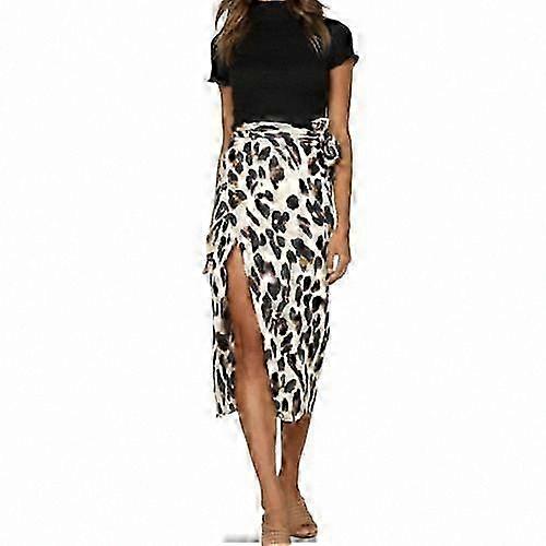 High Waist Leopard Print Ruffle Hem Skirt for Women