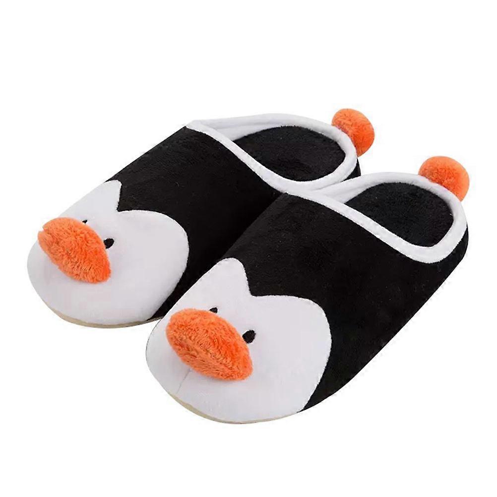 Kids Home Slipper Penguin Shape Warm Winter Use Silent Sole Coral Fleece Assorted Color 1 Pair
