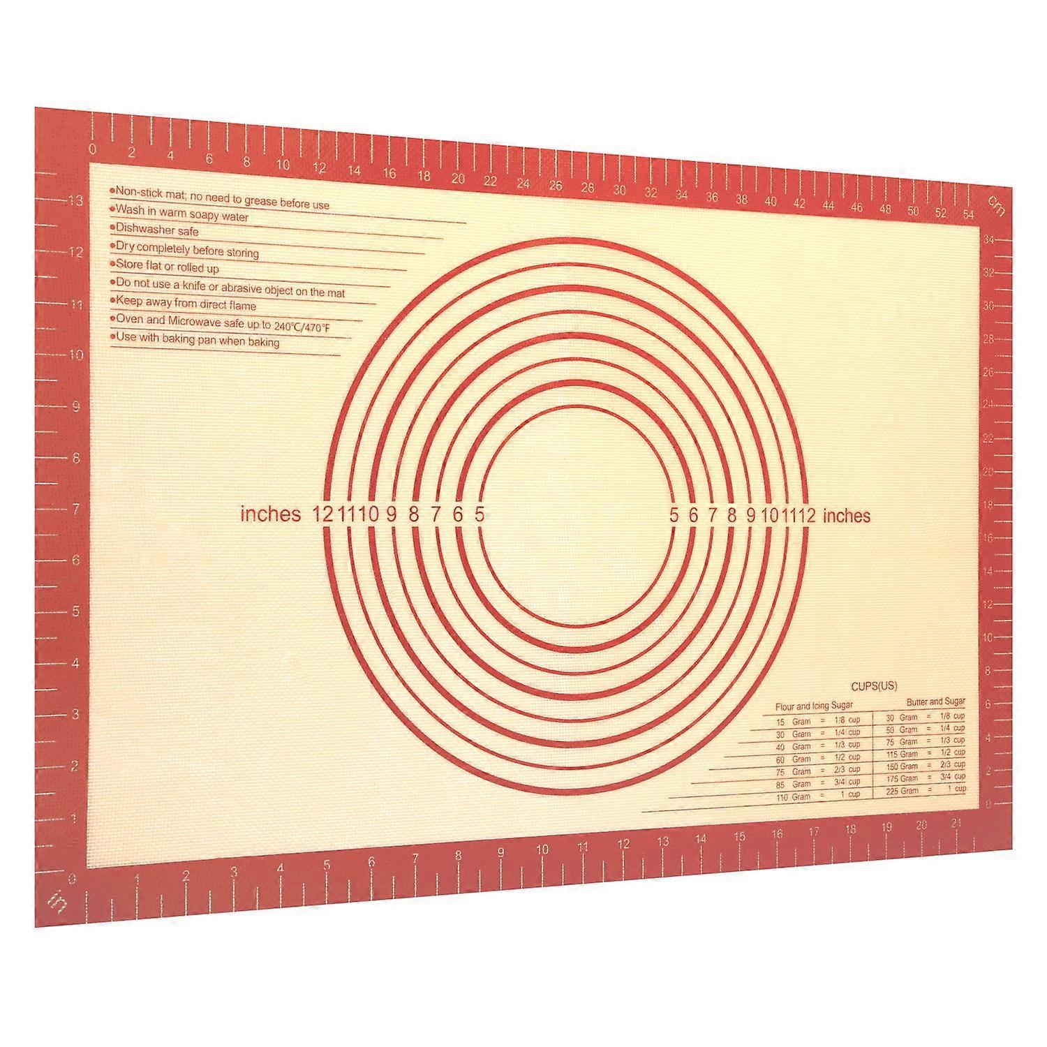 Silicone Baking Mat in Red-Brown with 40 x 60 cm - Baking Mat Cooking Utensil Baking Mat Dough Rolling Mat Reusable