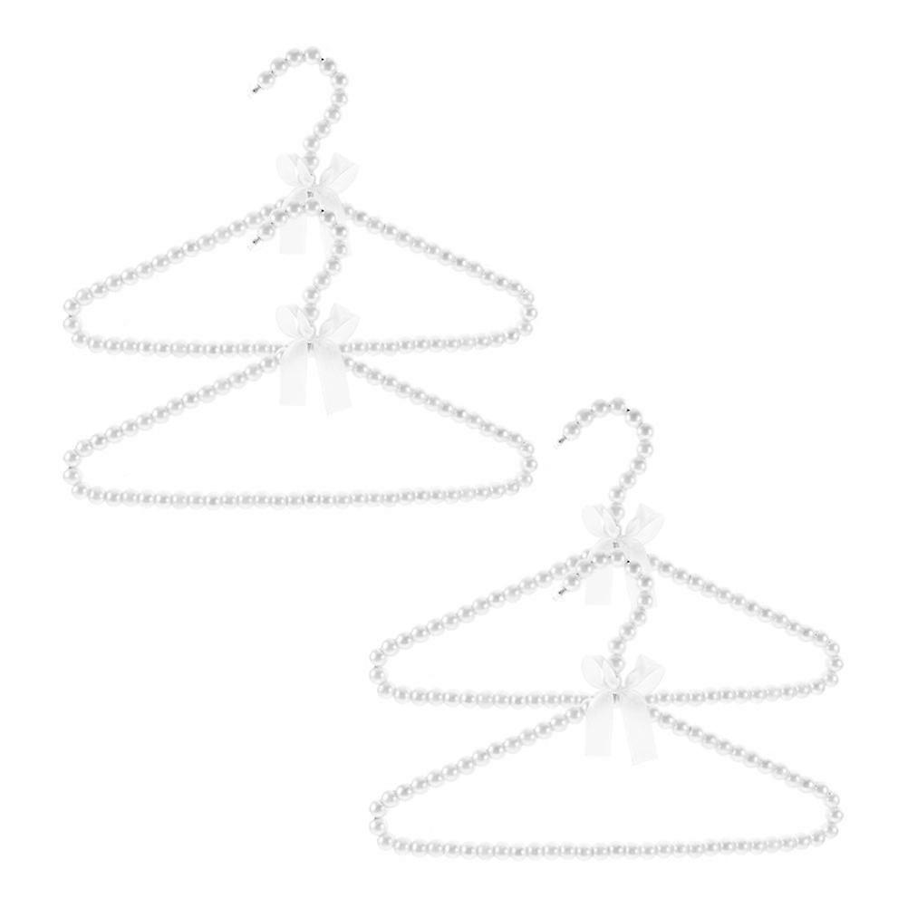 4pcs Pearl Beaded Non Slip Pet Clothes Hangers with Bowknot Design for Closet Organization and Apparel Storage