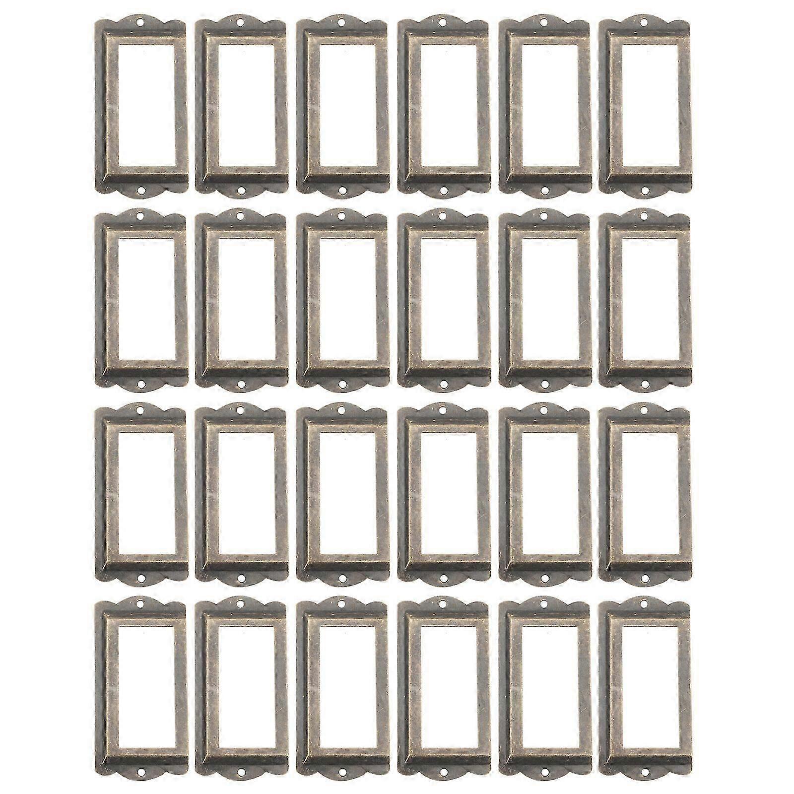 24pcs Metal Label Holder Frames Antique Drawer Cabinet Label Frames Label Holder