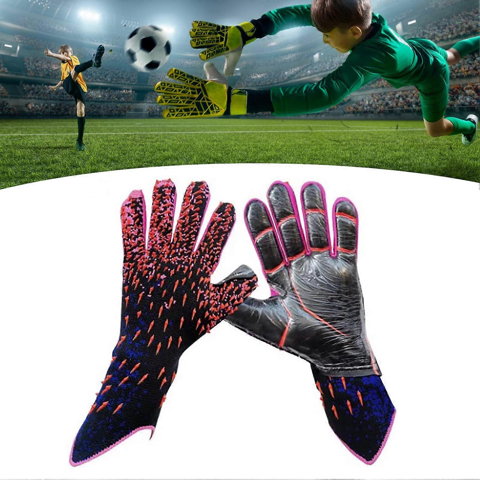 Football Goalkeeper Gloves With Latex Palms For Strong Grip, Finger Protection For Beginners And Pros, Size 10