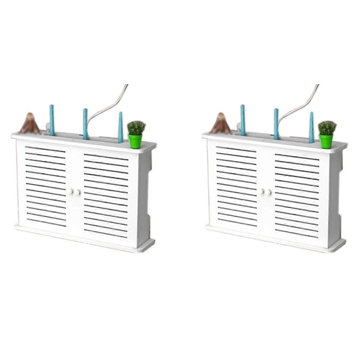 Wireless Wifi Router Storage Boxes Wooden Box Cable Wire Bracket Wall Hanging Plug Board Storage She