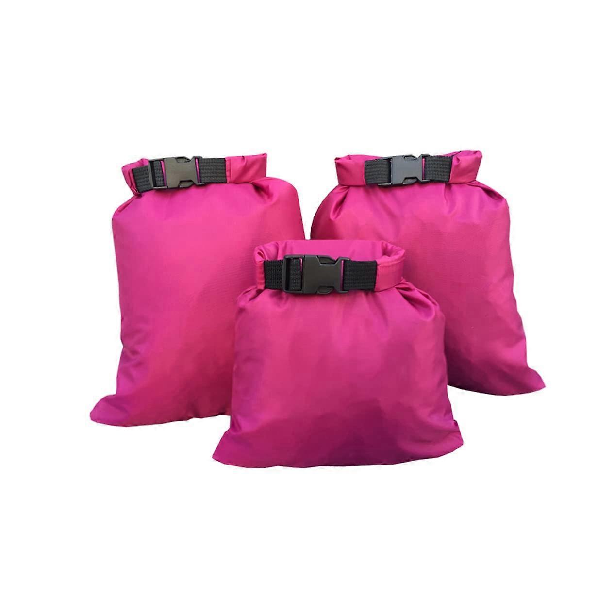 Dry Bag Set Waterproof Pouches For Kayaking, Boating, Rafting, Camping 3Piece Rose Red