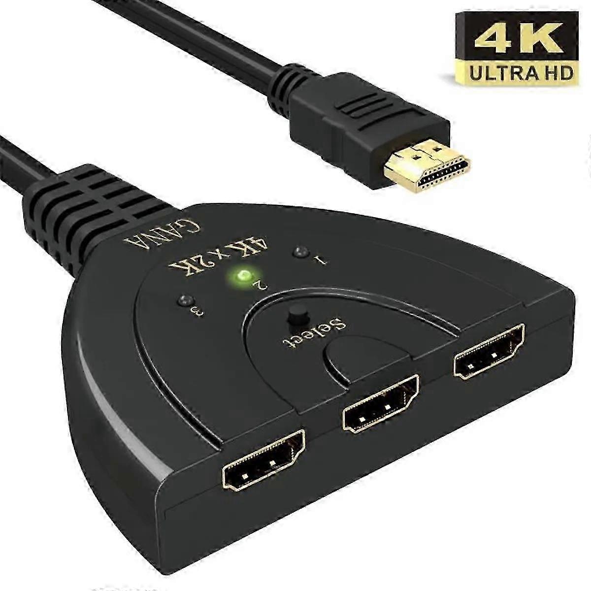 3 Port 4K HDMI Switch Switcher Splitter Adapter Cable 3D 1080P For ...