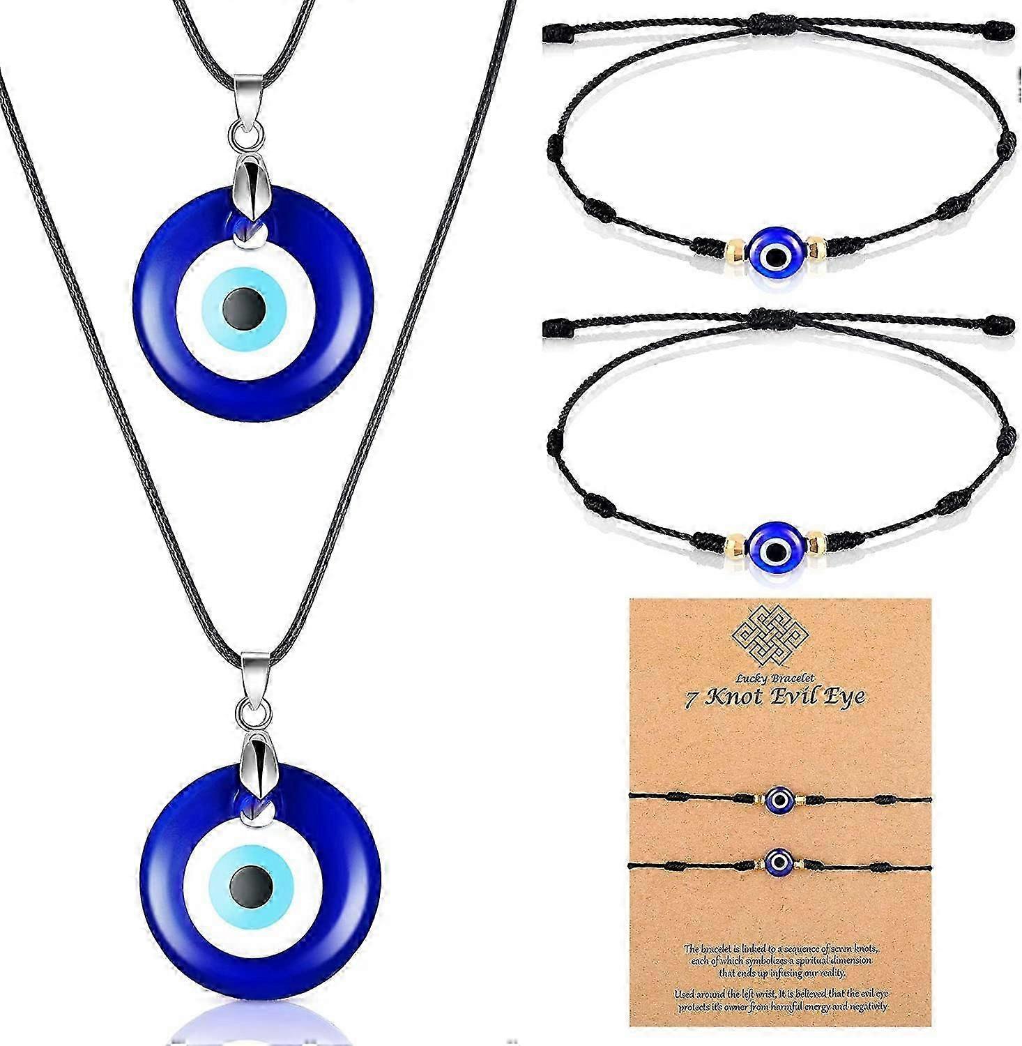 Evil Eye Necklace with Evil Eye Bracelet Protection Evil Eye Jewelry Set for Men