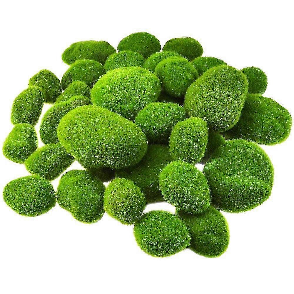 32PCS 5 Size Rocks Decorative Green Moss Balls