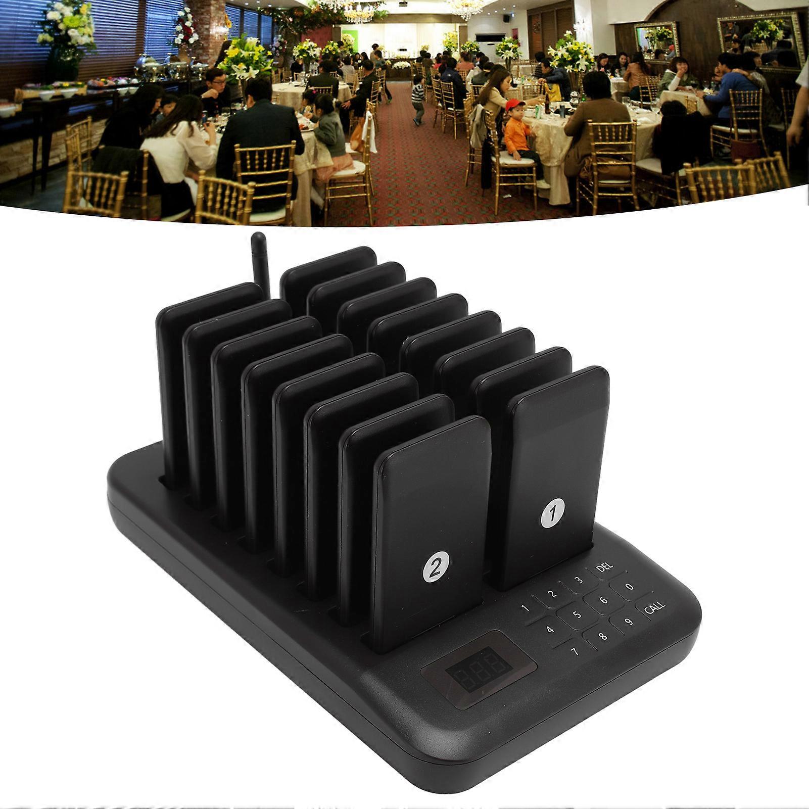 Wireless Guest Calling System 1-16 Pager Buzzers 800m Range UK Plug